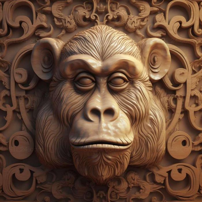 Nature and animals (monkey 4, NATURE_2048) 3D models for cnc